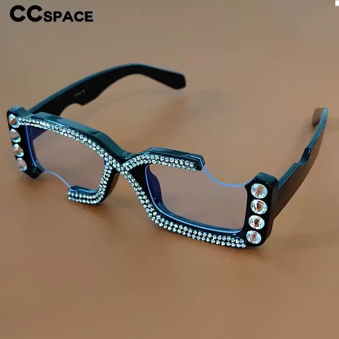 53614 femmes luxe diamant carré Anti bleu lunettes montures mode ordinateur