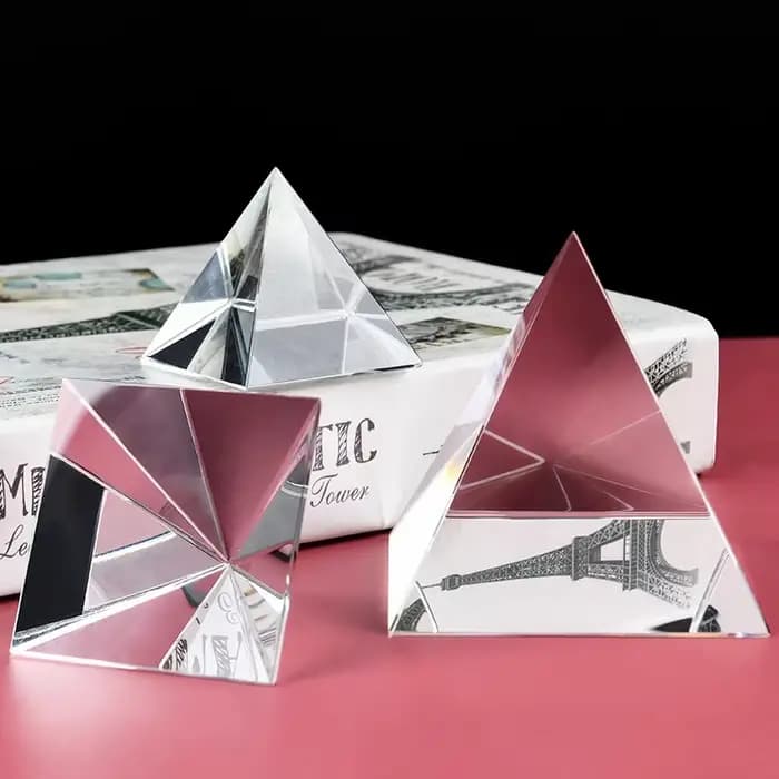 Pyramide rectangulaire transparente en cristal blanc, prisme polyédrique, verre optique, longueur latérale 4 cm, 5 cm, 6 cm, 7 cm, 8cm, 1PC
