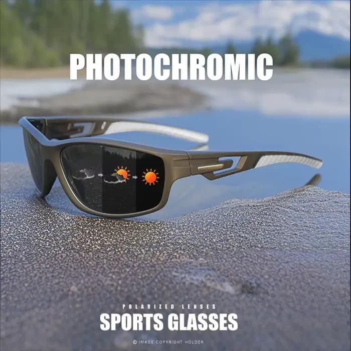Lunettes de soleil de sport polarisées – Verres photochromiques violets/bleu/rouge de qualité supérieure pour la pêche