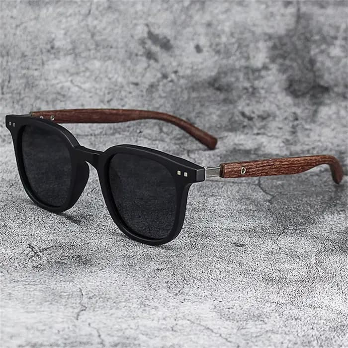 Lunettes de soleil polarisées à monture en bois vintage pour hommes