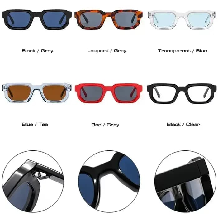 Lunettes de soleil carrées bleues tendance pour femmes et hommes