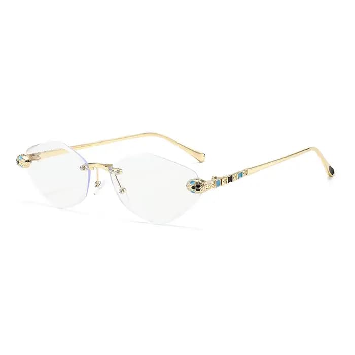 Lunettes de soleil vintage sans monture à tête de serpent pour femme