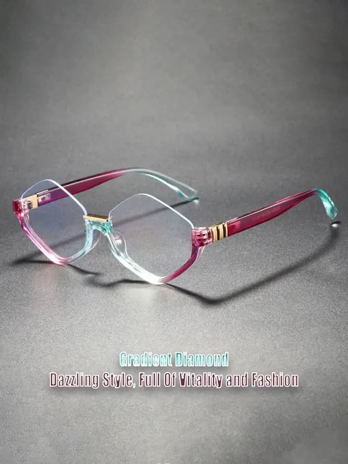 Lunettes unies unisexes de luxe légères et tendance – Cadre semi-monté irrégulier élégant avec un design dégradé célèbre sur Internet