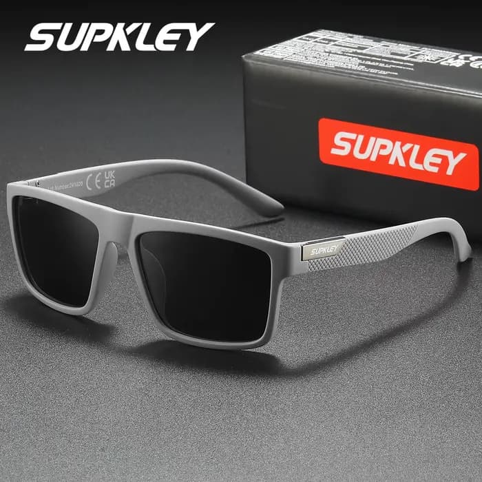 SUPKLEY Lunettes de soleil polarisées de style professionnel légères et confortables avec monture carrée et protection