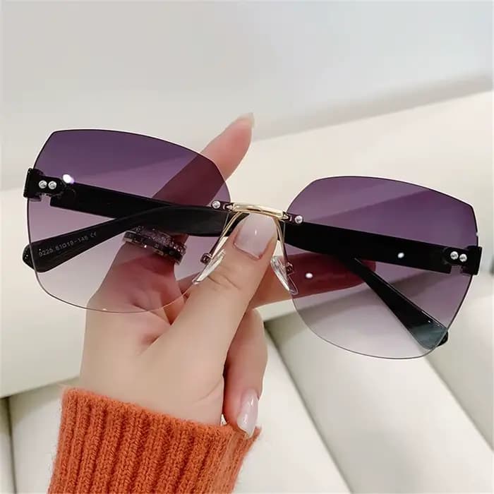 Lunettes de soleil vintage sans monture pour femmes