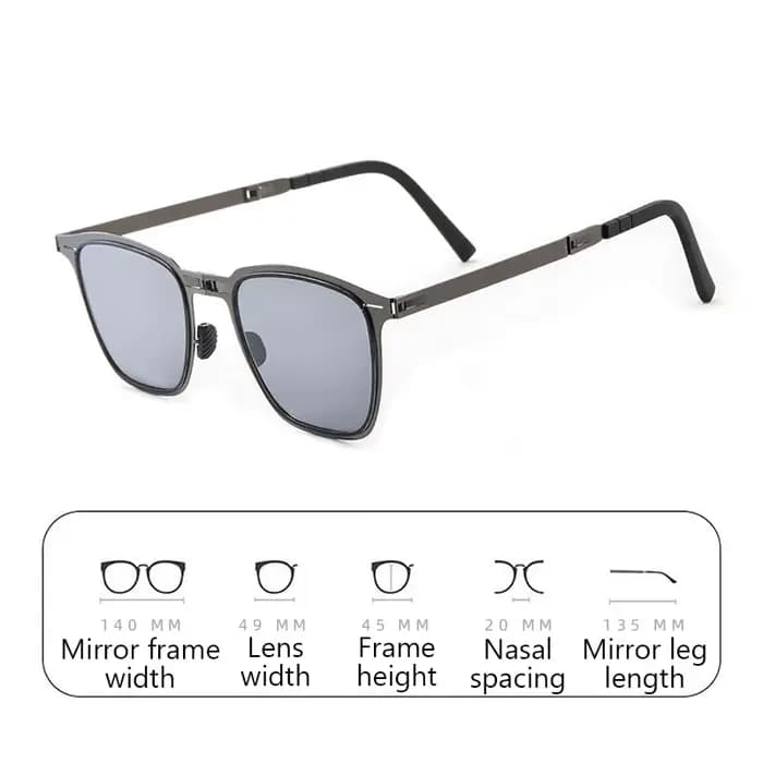 Lunettes de soleil carrées pliantes en acier inoxydable ultra légères