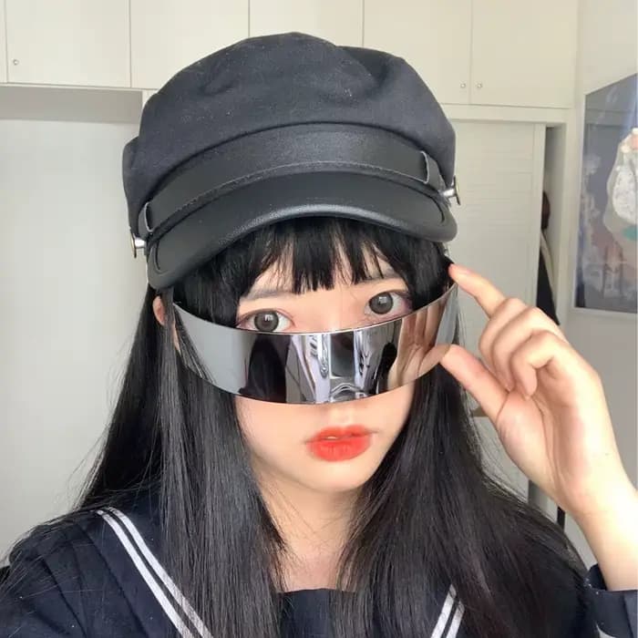 Futuriste étroit cyclope visière lunettes de soleil Laser