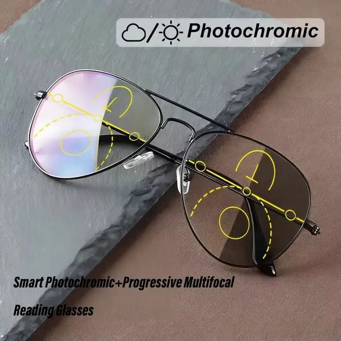 Lunettes de lecture multifocales photochromiques de style décontracté pour hommes