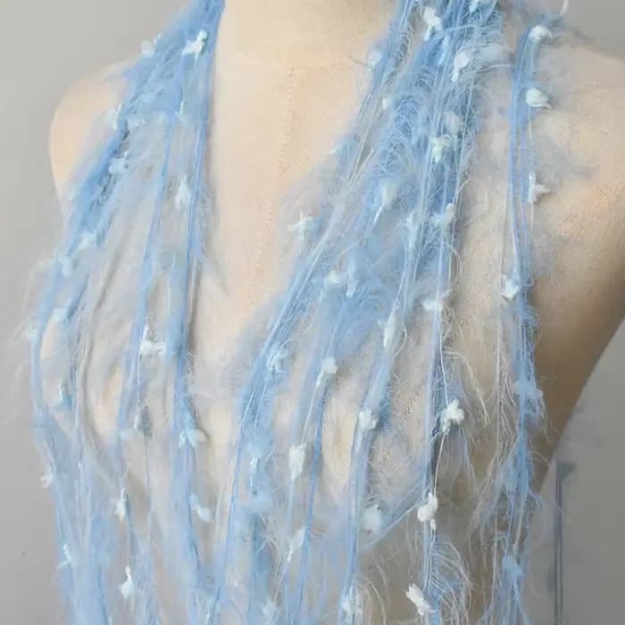 Dentelle à franges en mélange de laine vert herbe, rose et blanc pour robe de mariée, décoration de vêtements, matériel de bricolage fait main