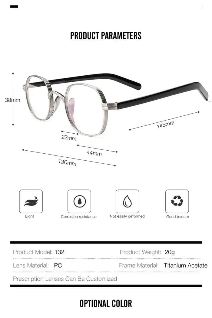Lunettes carrées à monture en titane pour hommes et femmes