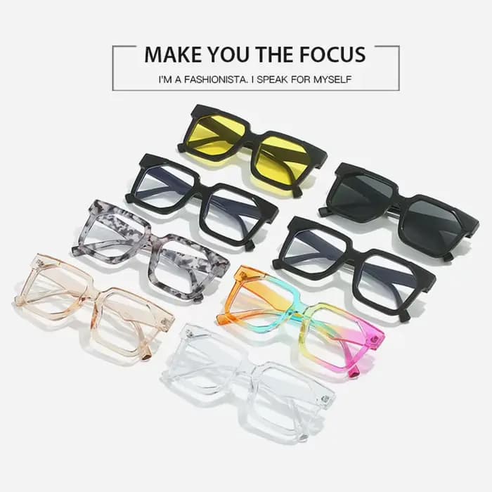Lunettes de soleil carrées rétro à grande monture en plastique pour hommes et femmes