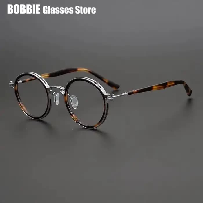 Lunettes rondes ultralégères en acétate de titane faites à la main