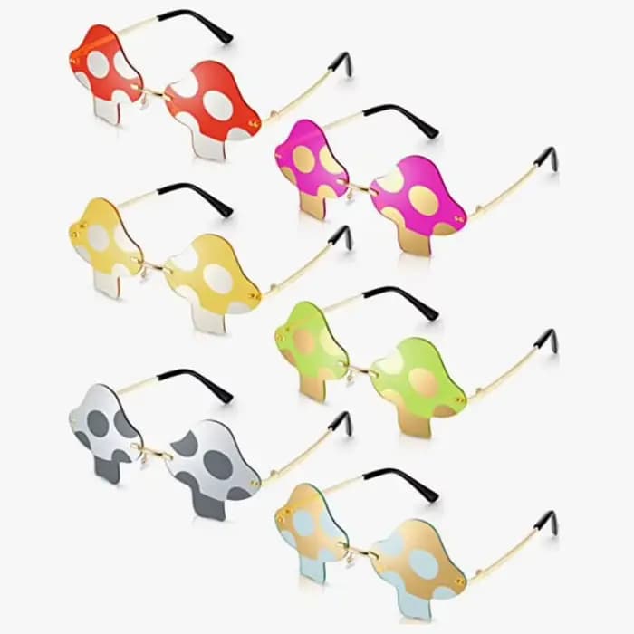 Lunettes de soleil sans monture en forme de champignon