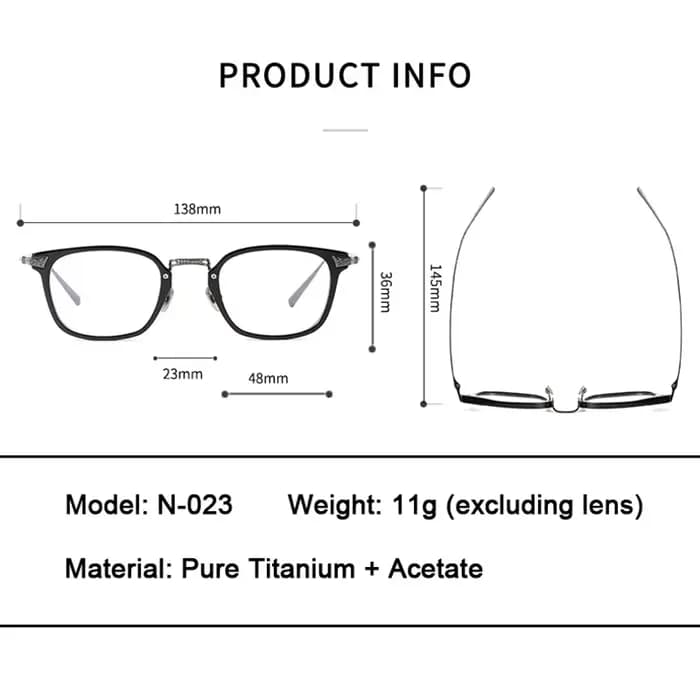 Marque japonaise même Design rétro carré hommes lunettes cadre haute qualité acétate titane