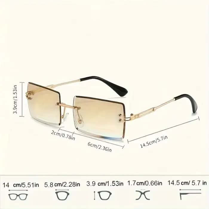 Lunettes élégantes à la mode dégradées sans cadre pour femmes