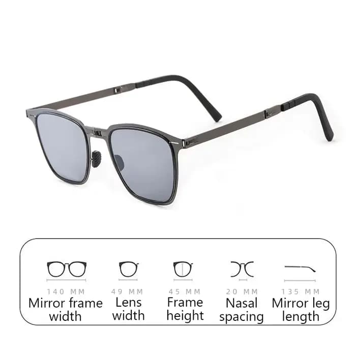 Lunettes de soleil carrées pliantes en acier inoxydable ultra légères
