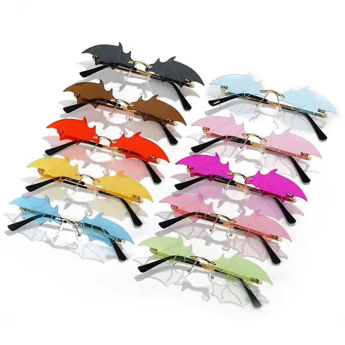 Lunettes de soleil sans monture en forme de chauve-souris 2026 pour femmes et hommes