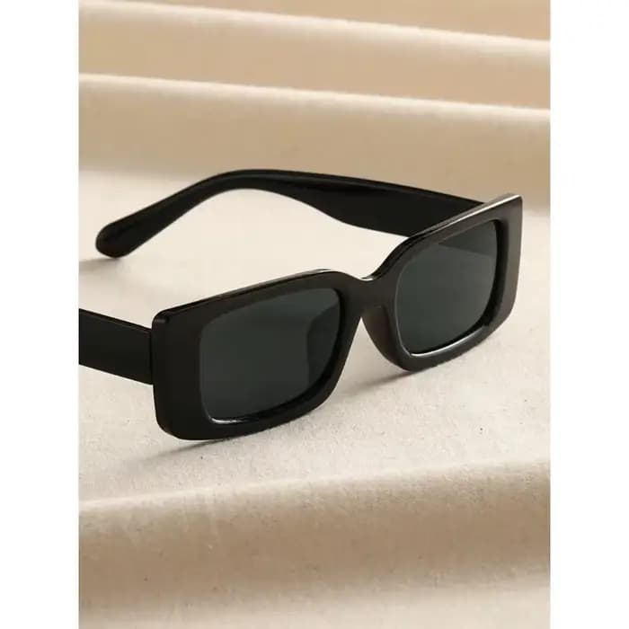 1 paire de lunettes de soleil carrées en plastique noir unisexe