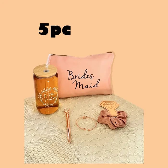Ensemble de Cadeaux de Demoiselle d'Honneur, Sacs de Maquillage Cosmétique, en Verre de 16oz, pour la Douche des Patients