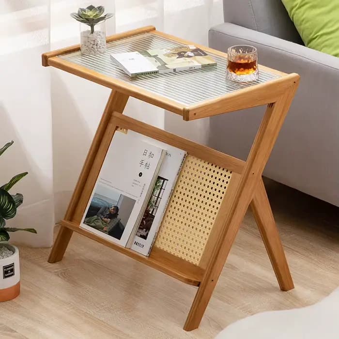 Table basse en bois Simple, Table d'appoint de chevet, Table basse en verre, bureau d'angle, décoration de la maison, petit appartement, meubles de thé