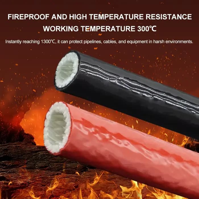 Tube en fibre de verre enduit de résine de silicone, manchon ignifuge tressé en fibre de verre, tuyau de boîtier ignifuge résistant aux hautes températures