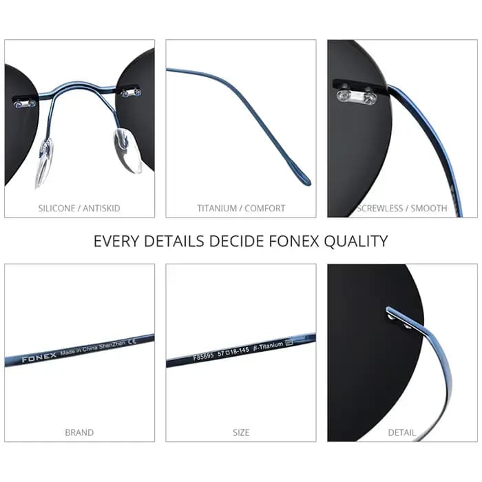 Lunettes de soleil sans monture en titane pour hommes et femmes
