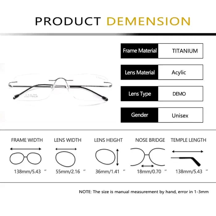 Monture de lunettes Flexible en titane pour hommes