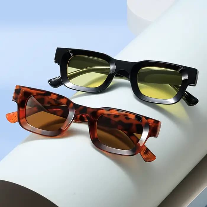 Petites lunettes de soleil rectangulaires à monture épaisse