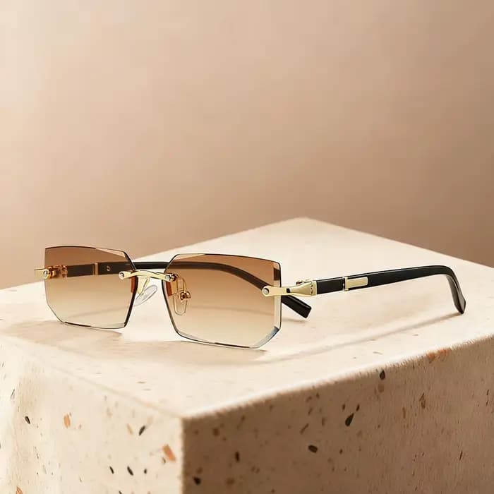 Lunettes de soleil de luxe sans monture à verres dégradés