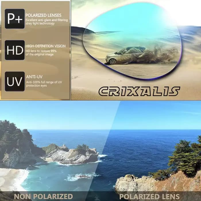 CRIXALIS mode lunettes de soleil polarisées pour hommes carré surdimensionné Anti-éblouissement pilote miroir