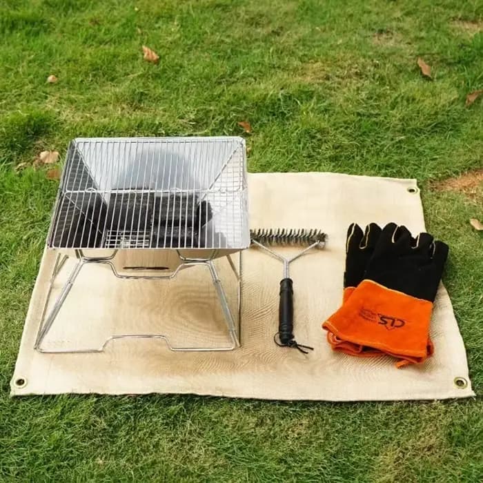 Couverture anti-feu haute température en fibre de verre pour camping en plein air, pique-nique, barbecue, tissu ignifuge isolant