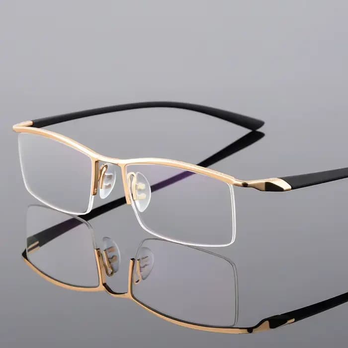 Browline – lunettes en métal à demi-bord pour hommes