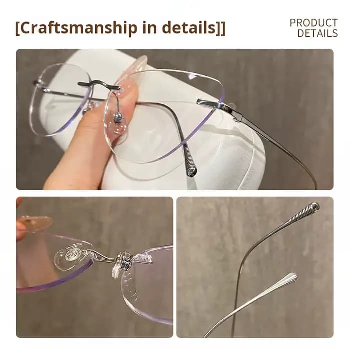 YIMARUILI Ultra-léger mode femmes oeil de chat lunettes sans monture rétro tendance haut de gamme optique Prescription