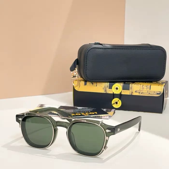 Lunettes de soleil à clipser 2-en-1 en acétate vintage DOLT 46 mm pour hommes et femmes