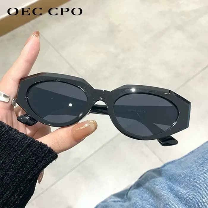 OEC CPO Punk lunettes de soleil œil de chat femmes Vintage petite lentille ovale