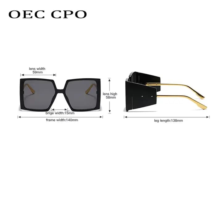 OEC CPO – lunettes De Soleil Vintage Punk carrées pour femmes
