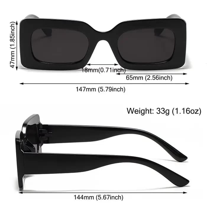 Lunettes de soleil rectangulaires à grande monture pour femmes