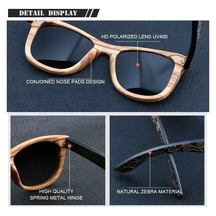 Lunettes de soleil en bambou naturel pour femmes et hommes