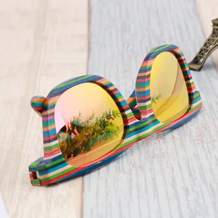 Lunettes de soleil bleues de Skateboard en bois, pour le client d'espagne
