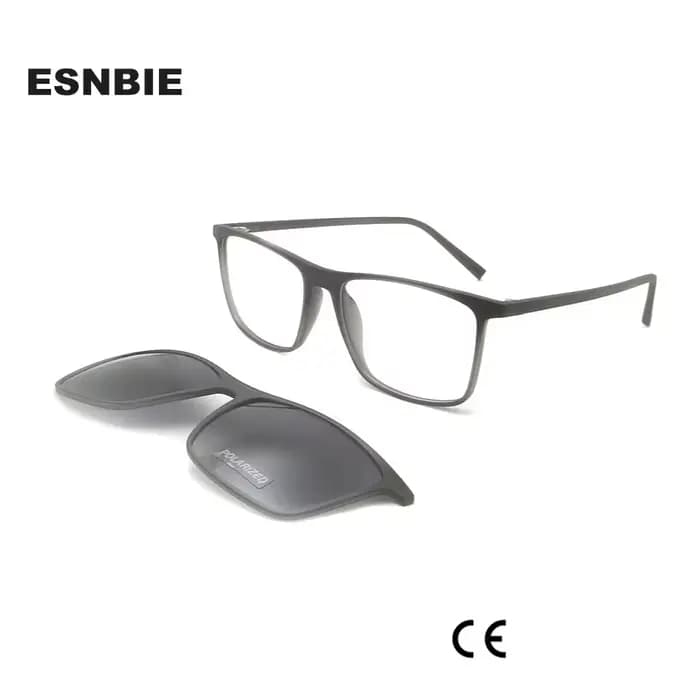 Lunettes carrées polarisées cadre aimant Clip-On
