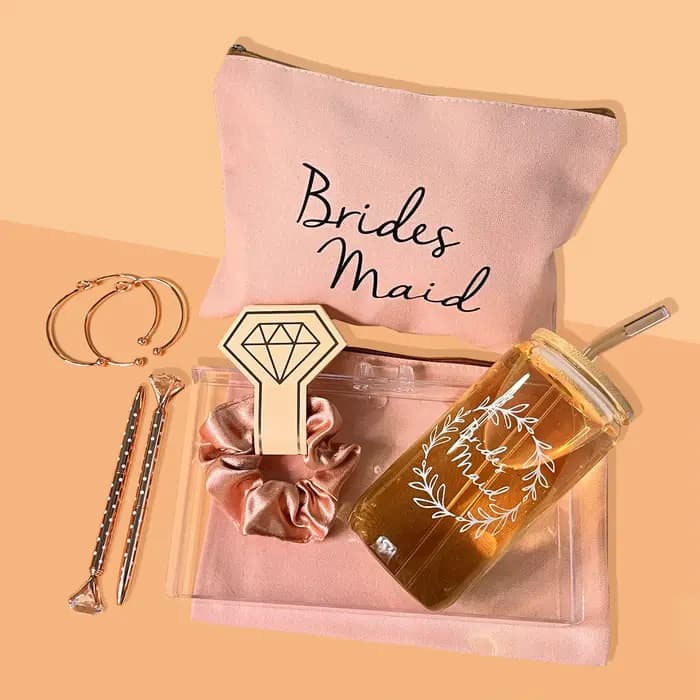 Ensemble de Cadeaux de Demoiselle d'Honneur, Sacs de Maquillage Cosmétique, en Verre de 16oz, pour la Douche des Patients
