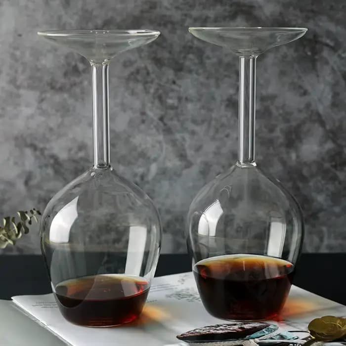 Outil de Bar 400ML, gobelet à l'envers transparent à longue tige, tasse à vin inversée, verre à vin épais, cadeau