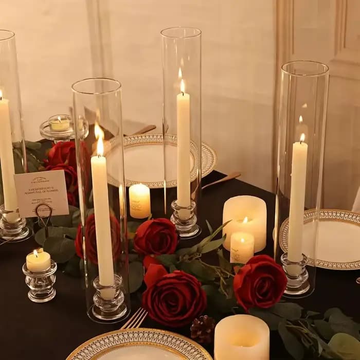 20 supports de bougies transparents, porte-bougie en verre hurricane, utilisés pour décorer le centre de la table à manger, mariage