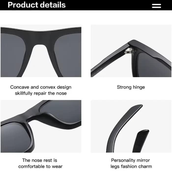 Lunettes de soleil carrées classiques pour hommes et femmes