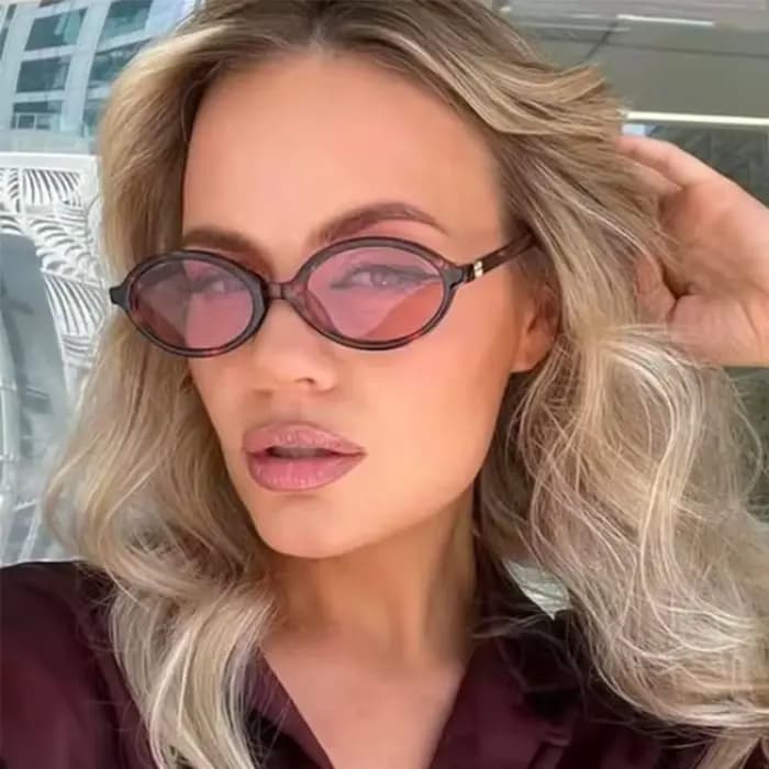 Mignon petit cadre ovale femmes lunettes de soleil Sexy léopard rétro luxe