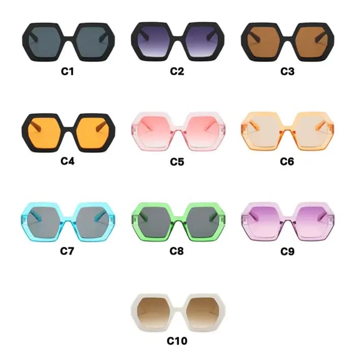 Respzed-Lunettes de soleil hexagonales pour femmes et hommes