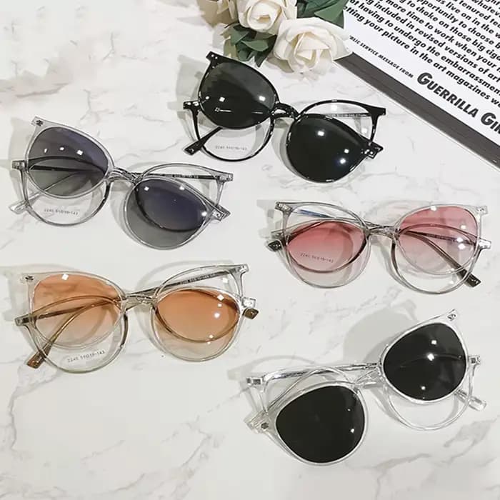 Clip magnétique sur lunettes cadre femmes conduite lentille optique polarisée avec recette