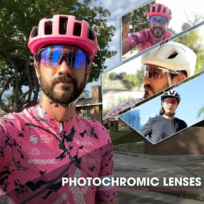 Lunettes de soleil photochromiques rouges bleues pour hommes