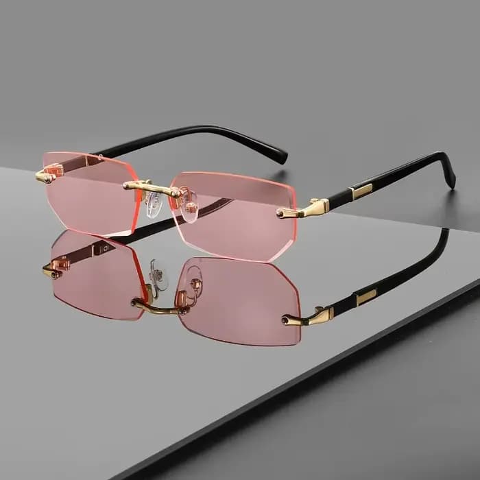 Lunettes carrées sans monture tendance et personnalisées pour hommes et femmes
