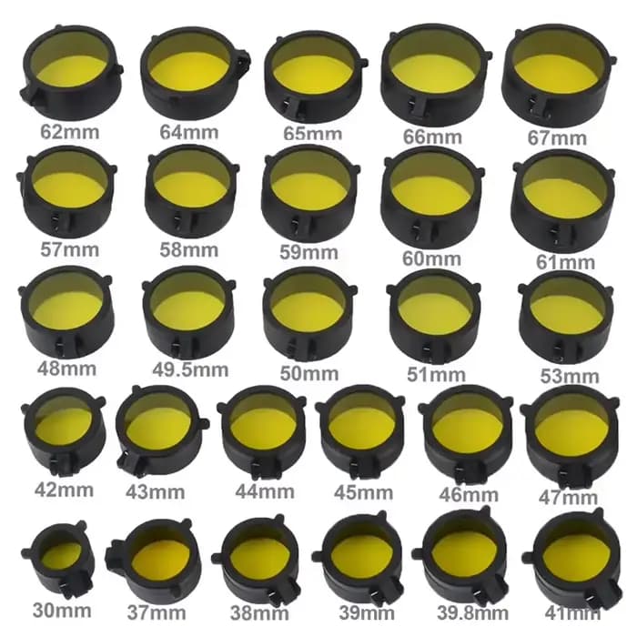 Couvercle d'objectif de portée de chasse, couvercle de protection d'objectif mat à ouverture rapide pour jumelles de calibre 30-69mm et couvercle de protection de vue